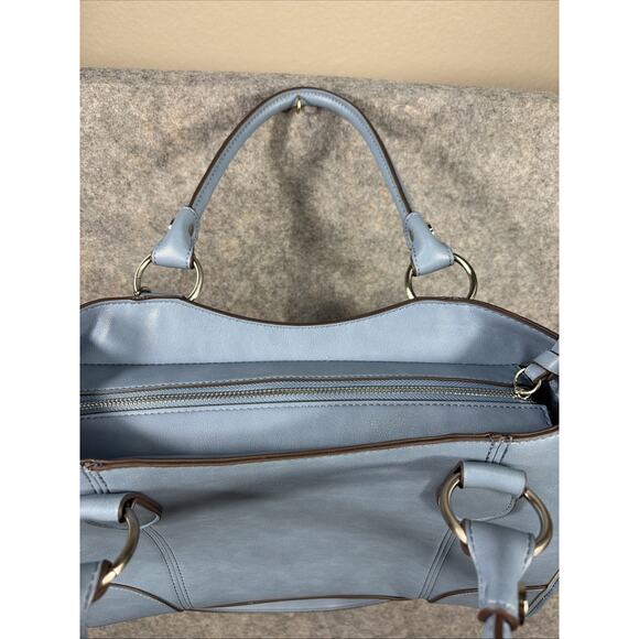 Frye and Co Core Satchel Light Blue Faux Leather Bag - Picture 5 of 12